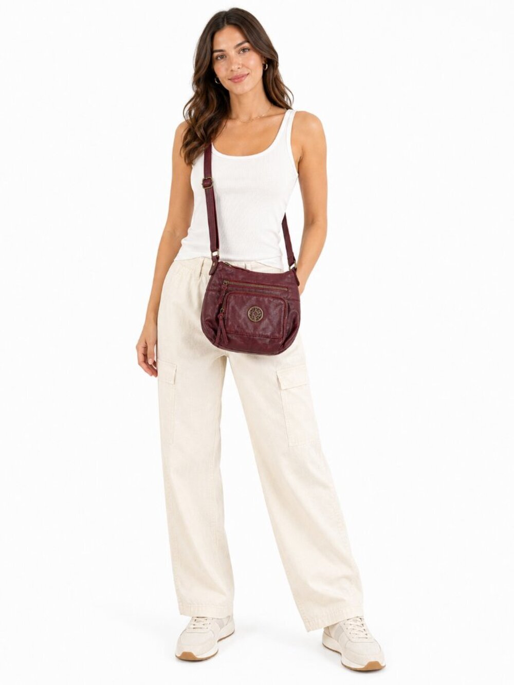 Stone & Co Burgundy Faux Leather Crossbody Purse